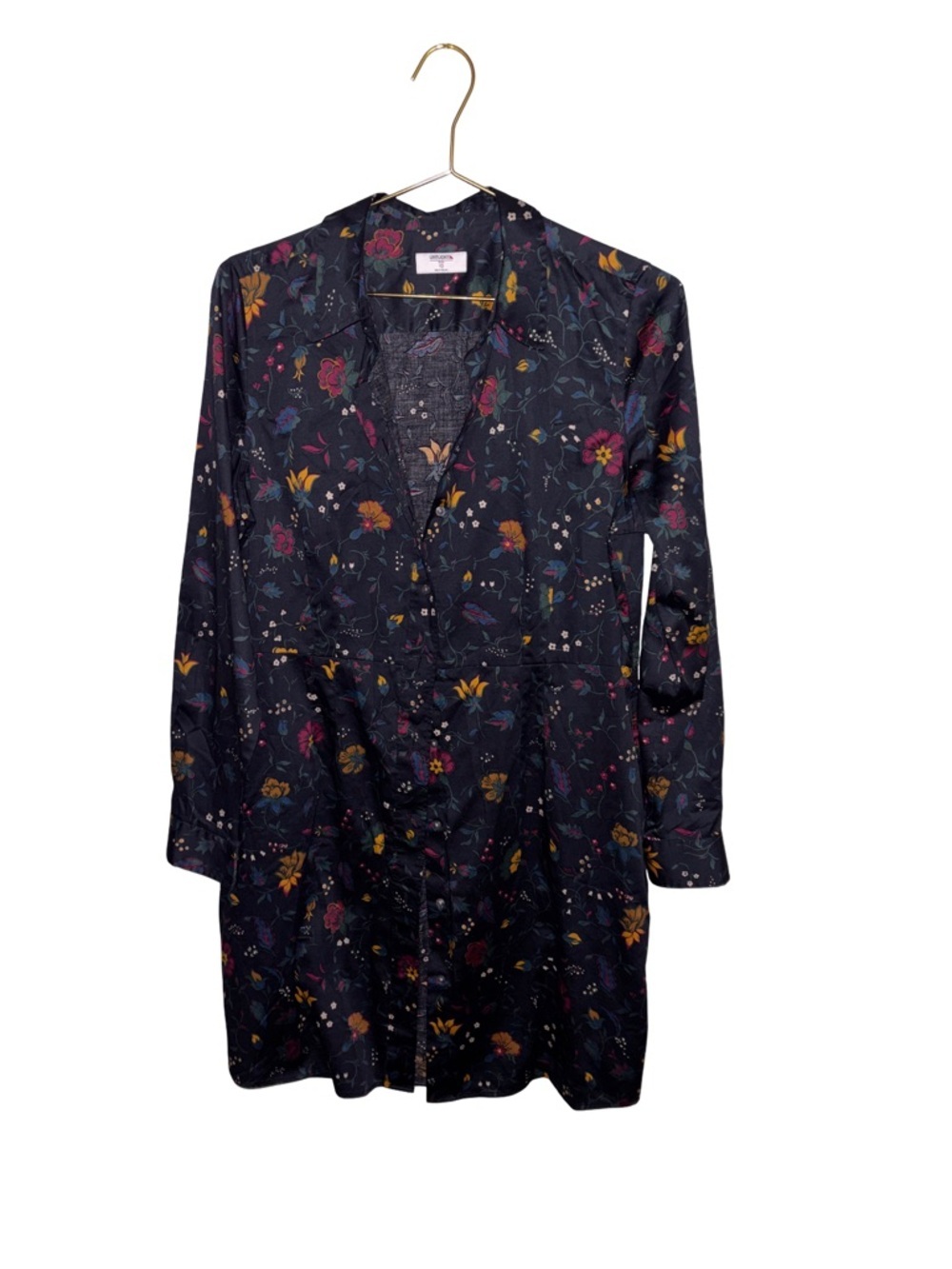 UNTUCKit Navy Floral Button-Front Shirt Size 10 P2P 19” - Picture 1 of 5